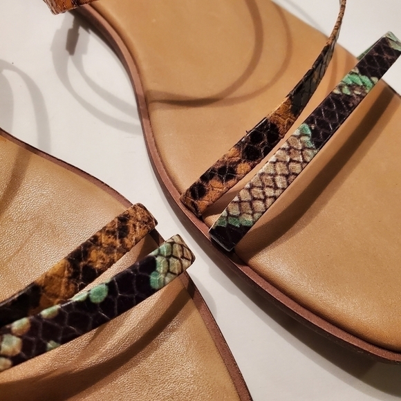 Madewell Lyra Leather Snakeskin Print Square Toe Slide Sandals - Picture 3 of 6